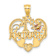 14K Tri-color Gold Textured and Diamond-Cut #1 Grandma in Heart Pendant