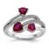 Rhodium Over Sterling Silver Polished Lab Created Ruby and Cubic
Zirconia Hearts Ring