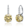 Citrine Color CZ Basket-Set Drop Earrings In Gold-Tone Over Brass