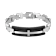Mens Carbon Fiber and Stainless Steel with Black Leather Accent Cross Bracelet