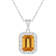 8x6mm Emerald Cut Citrine and White Topaz Accent Rhodium Over Sterling
Silver Halo Pendant w/Chain