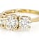 Diamond Simulant Three-Stone Ring In 18K Gold Over Sterling Silver