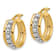 14k Yellow Gold and 14k White Gold Polished and Beaded 3/4" Hoop Earrings