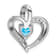 Rhodium Over 14k White Gold Blue Topaz and Diamond Heart Pendant