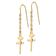 14k Yellow Gold Chain Cross Dangle Earrings