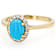 Turquoise Oval Halo Ring In 18K Gold Over Sterling Silver 0.30ctw