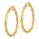 14k Yellow Gold 1 1/2" Polished and Textured Twisted Hoop Earrings