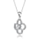 CZ Flower Pendant Necklace In White Rhodium Over Brass