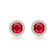 Ruby Color CZ Halo Stud Earrings In 14K Gold Over Brass