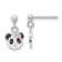 Rhodium Over Sterling Silver Enameled Panda Children's Post Dangle Earrings