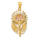14k Yellow Gold and 14k Rose Gold Diamond-Cut Brushed Sunflower Pendant