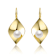 Lily Pad And Freshwater Pearl Drop Earrings In 14K Gold Over Sterling Silver