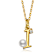 Initial I Pearl And CZ Pear Shape Pendant Necklace In 14K Gold Over Brass
