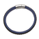 Black and Blue Faux Leather and Stainless Steel Polished 8.25-inch Bracelet