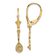 14k Yellow Gold Polished and Textured Tennis Racquet with Ball Dangle Earrings