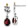 Sterling Silver with 14K Accent Antiqued Leaf Garnet Dangle Post Earrings