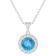 7mm Round Swiss Blue Topaz and White Topaz Accent Rhodium Over Sterling
Silver Halo Pendant w/Chain