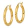 14k Yellow Gold Polished Satin and Diamond-cut 1 1/16" Hoop Earrings