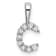 Rhodium Over 14K White Gold Lab Grown Diamond Letter C Initial Pendant
