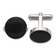 Stainless Steel Polished with Black Enameled Center Cuff Links