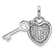 Rhodium Over Sterling Silver Cubic Zirconia Heart Lock and Key Pendant