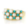Turquoise And Cultured Seed Pearl Band Ring In 18K Gold Over Sterling Silver