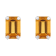 6x4mm Emerald Cut Citrine Rhodium Over 10k White Gold Stud Earrings