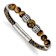 Stainless Steel Antiqued and Polished Tiger's Eye Leather 8.5-inch Bracelet