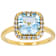 Blue Topaz Square Octagonal And White Zircon Ring In 18K Gold Over
Sterling Silver 3.04ctw