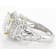 Candlelight and colorless moissanite platineve and 14k yellow gold over
silver halo ring 5.62ctw DEW