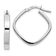 Rhodium Over 14K White Gold 1 1/16" Flat Edge Square Hoop Earrings