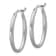 Rhodium Over Sterling Silver Brushed Oval Hoop Earrings
