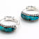 Turquoise Inlay Hoop Earrings In Sterling Silver