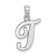 Rhodium Over 14k White Gold Polished Script Letter T Initial Pendant
