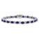 Rhodium Over 14k White Gold Oval Lab Created Sapphire and Diamond Bracelet
