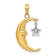 14K Two-tone Gold  Half Moon with Star Moveable Charm