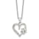 Sterling Silver Polished Cubic Zirconia Heart and Paw Necklace