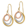 14K Tri-color gold Circle Dangle Earrings