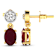 1.70ctw 14K Yellow Gold Red Ruby and White Diamond Halo Earrings