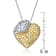 CZ Pave Heart Pendant Necklace In 14K Gold And Sterling Silver 16 Inch