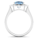 Blue Aquamarine and White Diamond 14K White Gold Halo Ring 1.57 ctw