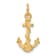 14k Yellow Gold 3D Diamond-Cut and Satin Anchor Pendant