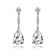 Pear Shape CZ Halo Drop Earrings In Sterling Silver