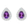 8x5mm Pear Shape Amethyst And White Topaz Accent Rhodium Over Sterling
Silver Halo Stud Earrings