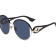 Christian Dior Gold Tone and Black Frame / Blue Mirror Sunglasses