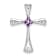 Rhodium Over 10k White Gold 0.29 ctw Amethyst and Accent Diamond Cross Pendant