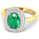1.81ctw Green Emerald and Diamond 14K Yellow Gold Halo Ring