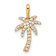 14k Yellow Gold Polished Cubic Zirconia Palm Tree Pendant