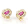 Ruby Oval And White Diamond Stud Earrings In Solid 14K Yellow Gold 3.87ctw