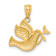 14k Two-tone Gold Polished/Diamond-Cut Dove with Olive Branch Pendant